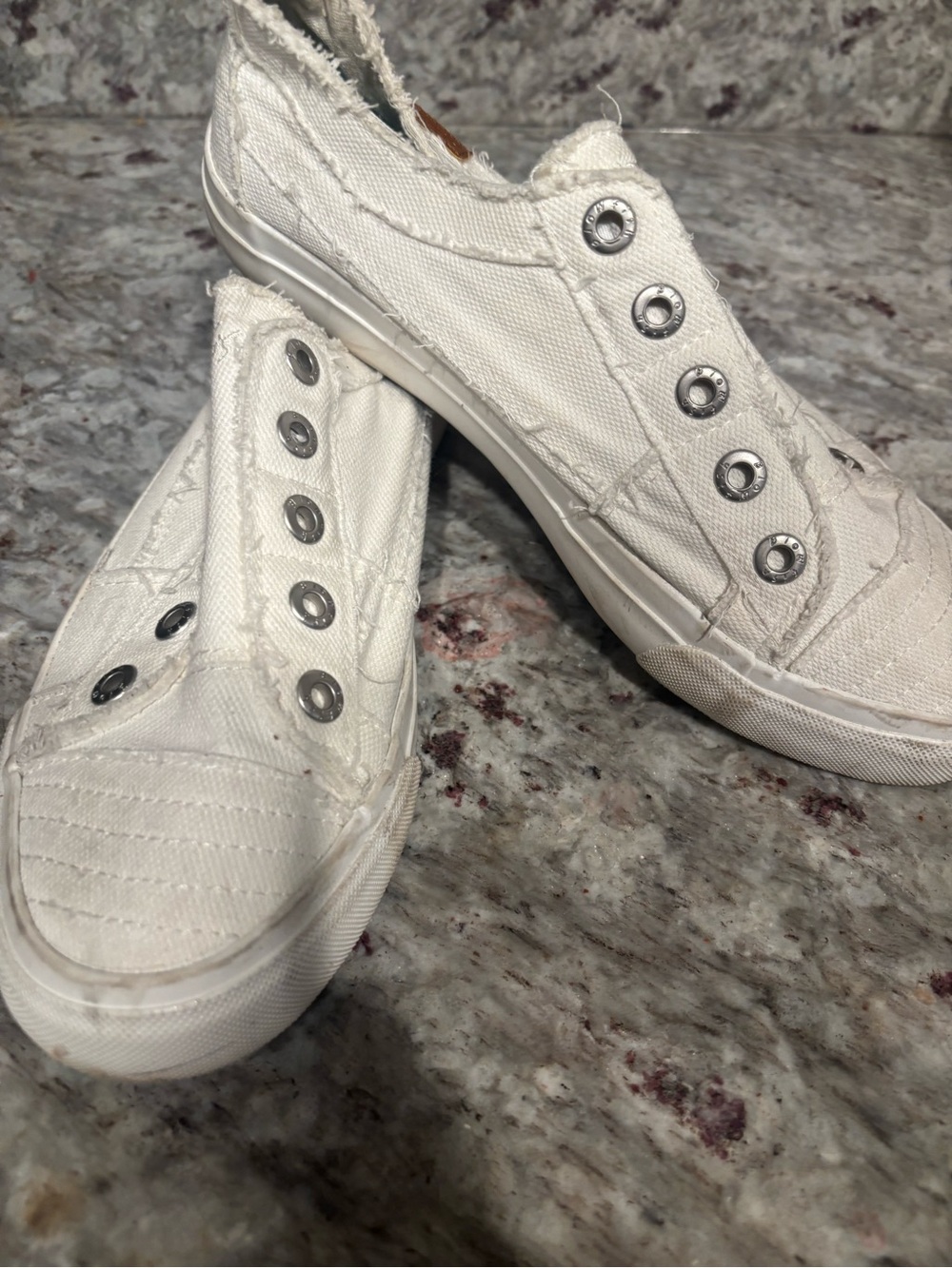 White Canvas Slip-On Loafers with Metal Eyelets